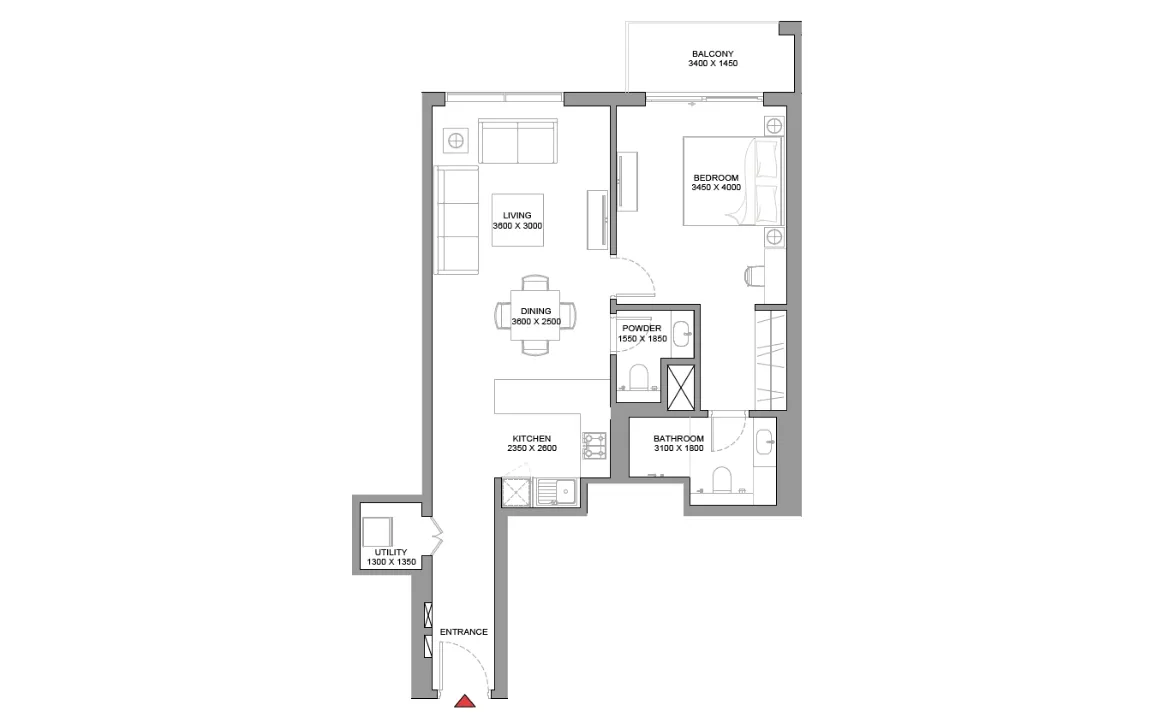 1 BEDROOM APARTMENT TYPE C