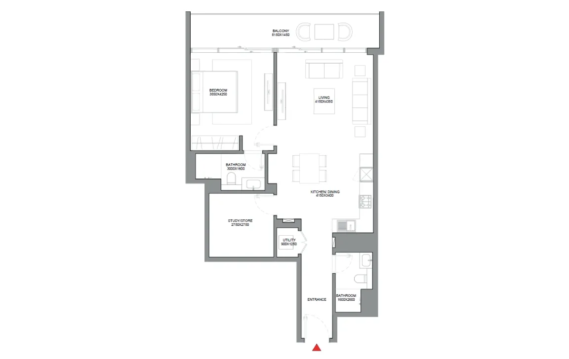 1.5 BEDROOM APARTMENT (TYPE C)