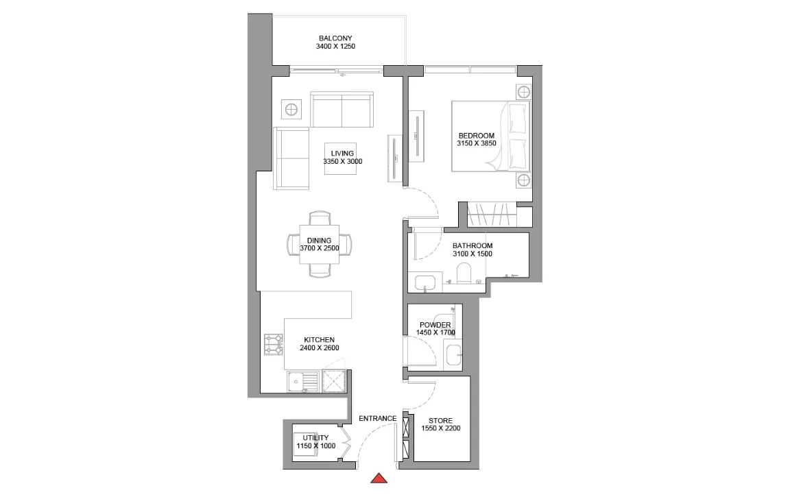 1 BEDROOM APARTMENT TYPE D