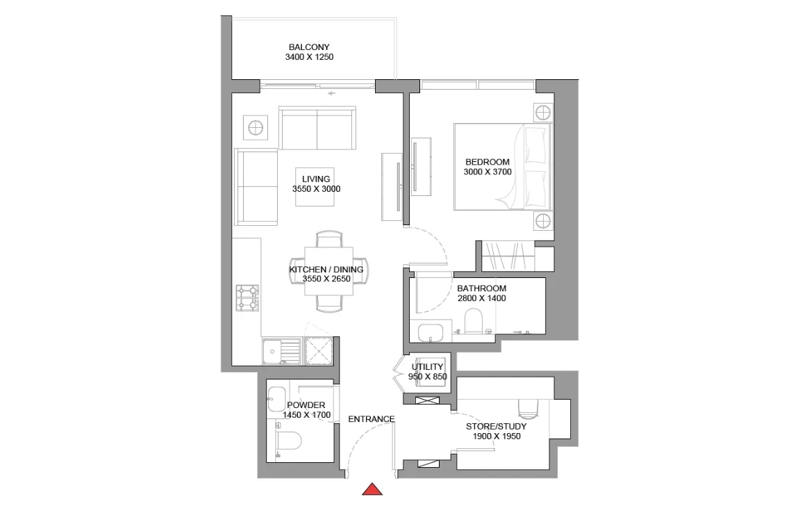 1.5 BEDROOM APARTMENT TYPE A