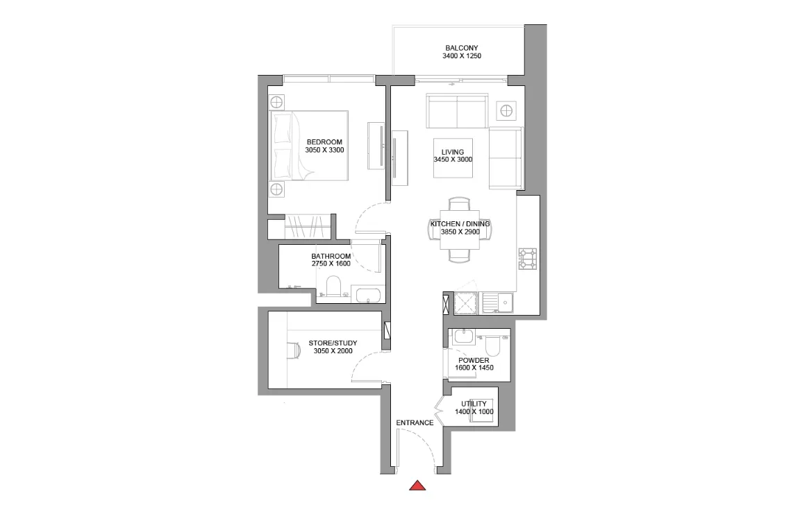 1.5 BEDROOM APARTMENT TYPE C