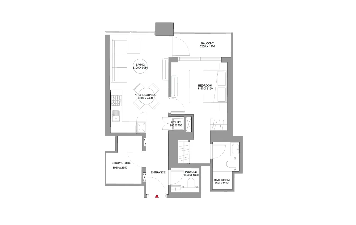 1.5 BEDROOM APARTMENT (TYPE D)