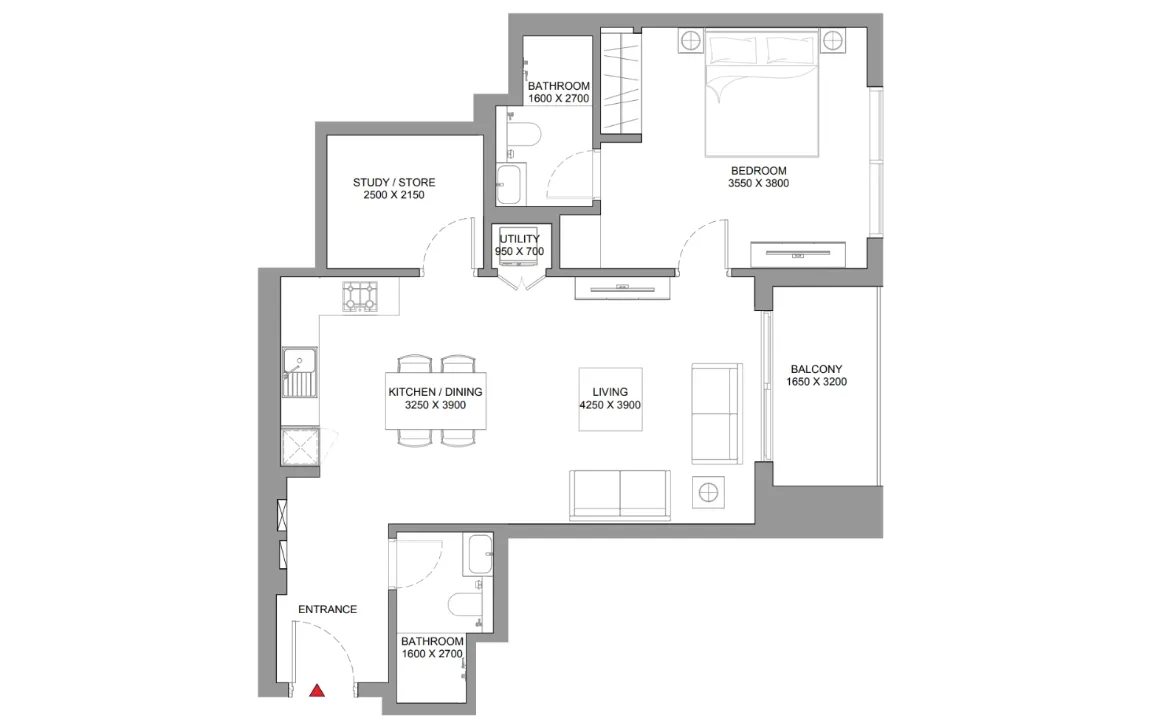 1.5 BEDROOM APARTMENT TYPE A