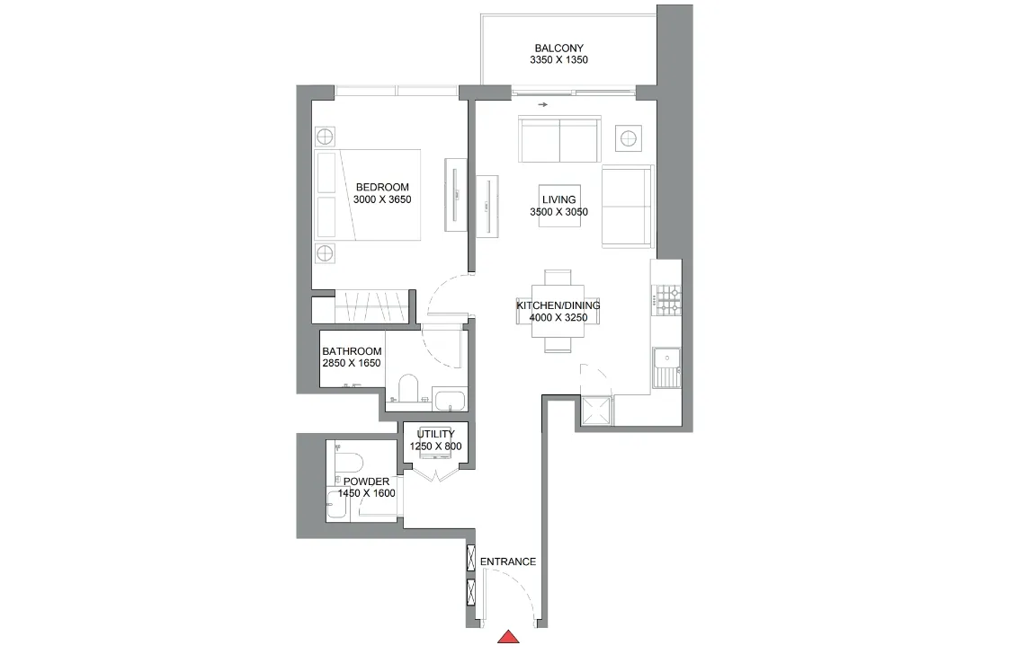 1.5 BEDROOM APARTMENT TYPE A