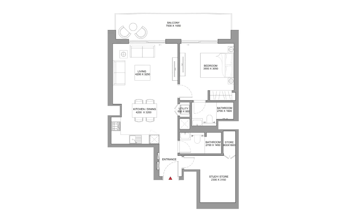 1.5 BEDROOM APARTMENT (TYPE D)