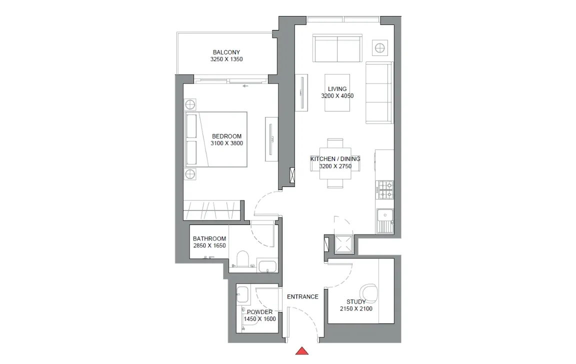 1.5 BEDROOM APARTMENT TYPE C