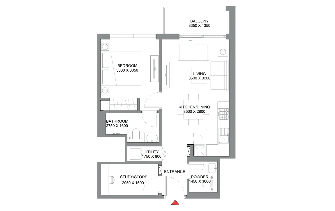 1.5 BEDROOM APARTMENT TYPE B