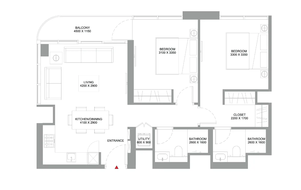 2 BEDROOM (TYPE D)