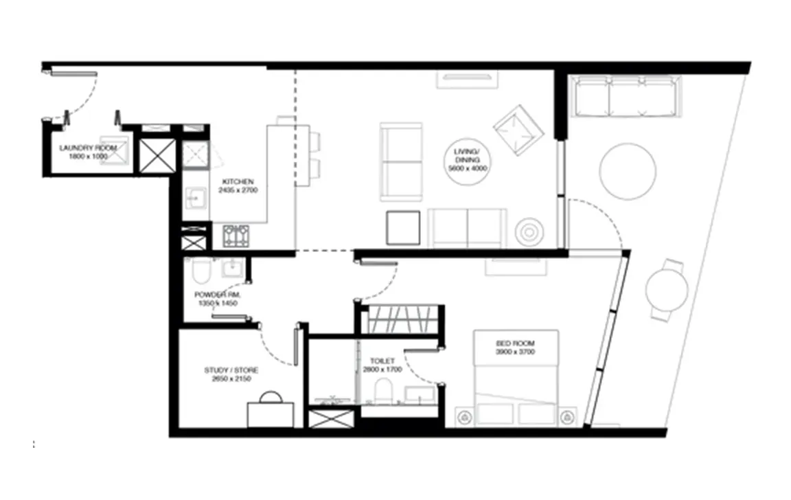 1.5 BEDROOM APARTMENT TYPE C