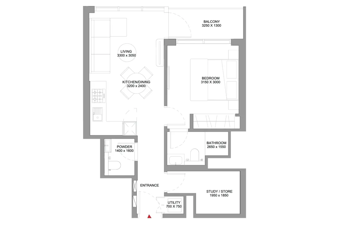 1.5 BEDROOM APARTMENT (TYPE B)