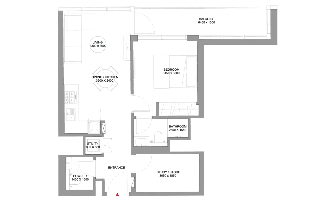 1.5 BEDROOM APARTMENT (TYPE C)