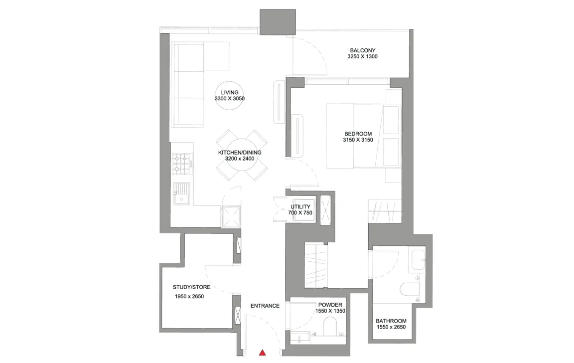 1.5 BEDROOM APARTMENT (TYPE D)