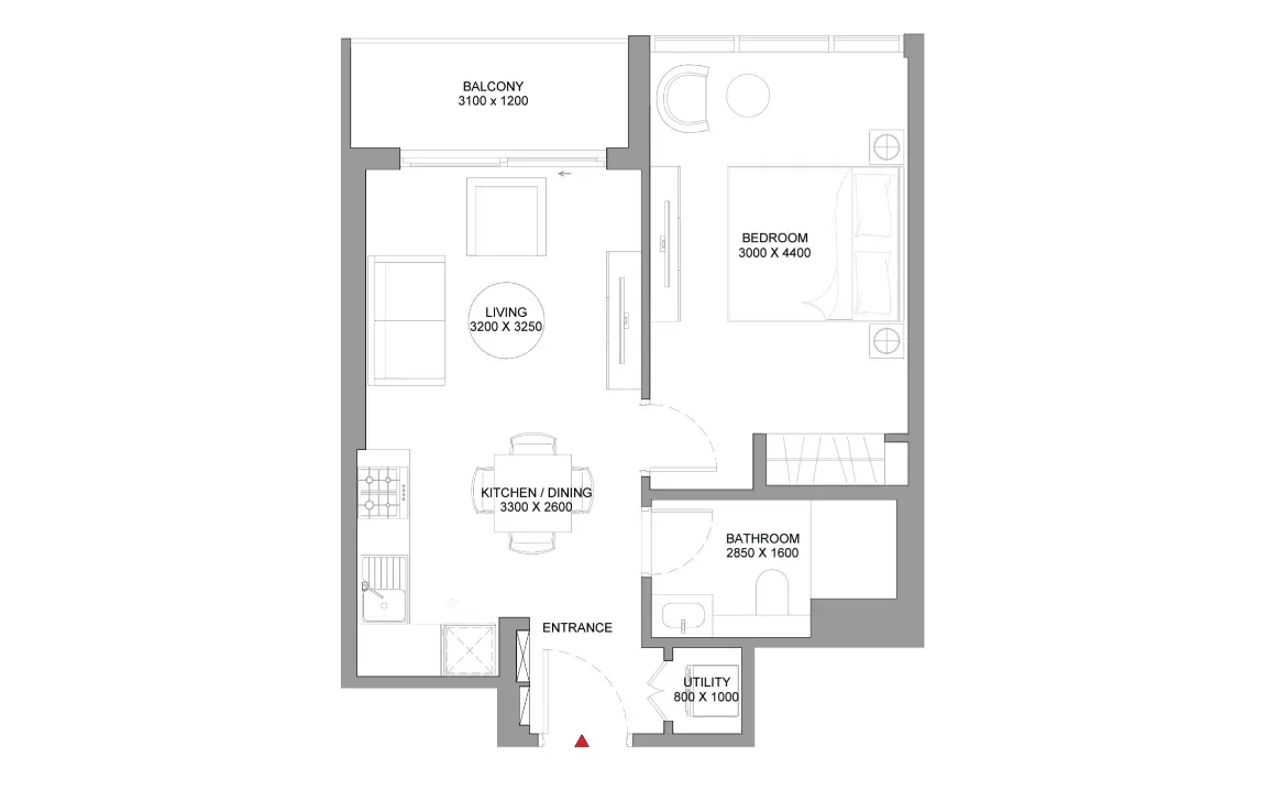 1 BEDROOM (TYPE B)