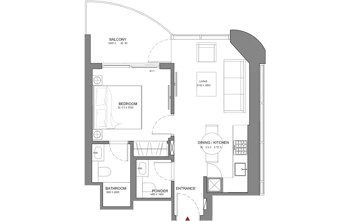 1 BEDROOM RESIDENCE (TYPE D)